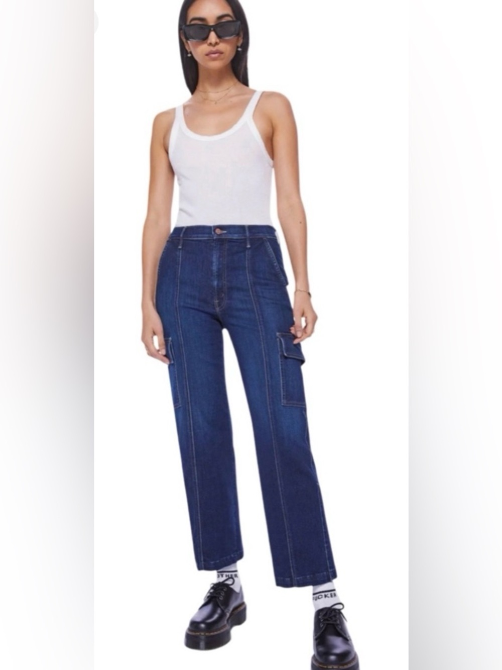 MOTHER Denim The Rambler Cargo Ankle Jeans Off Limits Dark Wash 27 Straight